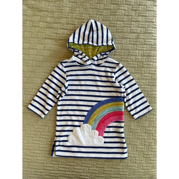 2-3Y Mjni Boden Rainbow Striped Toweling Hoodie - Picture 2 of 6